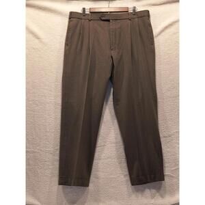 Brooks Brothers 1818 Madison Pants Mens 38x28 Brown 100% Wool Pleated Cuffed Hem